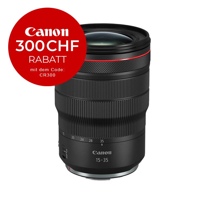 Canon RF 15-35mm 2.8 L IS USM - ''Premium Garantie'' - CHF 300 Rabatt mit Code CR300 Canon RF 15-35mm 2.8 L IS USM - ''Premium Garantie'' - CHF 300 Rabatt mit Code CR300