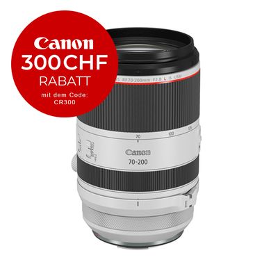 Canon RF 70-200mm 2.8 L IS USM - ''Premium Garantie'' - CHF 300 Rabatt mit Code CR300 Canon RF 70-200mm 2.8 L IS USM - ''Premium Garantie'' - CHF 300 Rabatt mit Code CR300