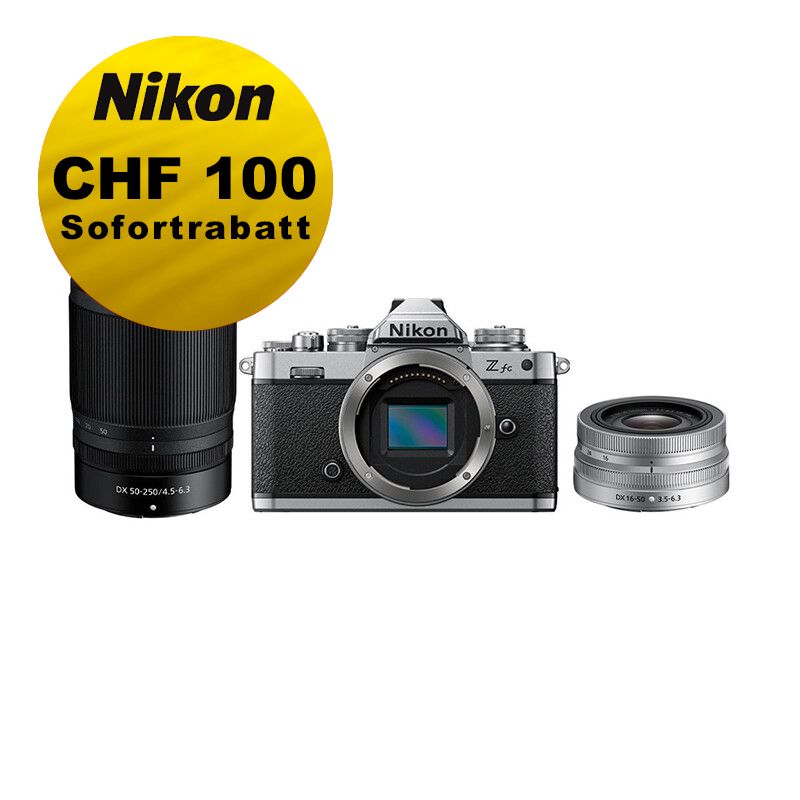 Nikon Z fc Kit mit 16-50mm + 50-250mm VR - ''Swiss Garantie'' - inkl. CHF 100 Sofortrabatt Nikon Z fc Kit mit 16-50mm + 50-250mm VR - ''Swiss Garantie'' - inkl. CHF 100 Sofortrabatt