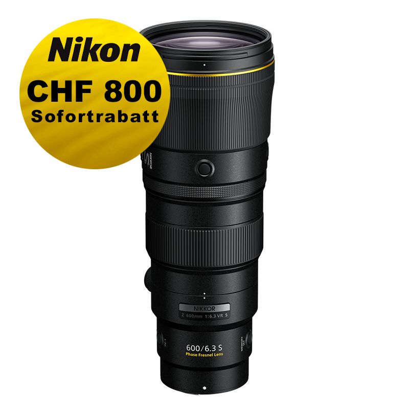Nikon Z 600mm 6.3 VR S - ''Swiss Garantie'' - inkl. CHF 800 Sofortrabatt Nikon Z 600mm 6.3 VR S - ''Swiss Garantie'' - inkl. CHF 800 Sofortrabatt