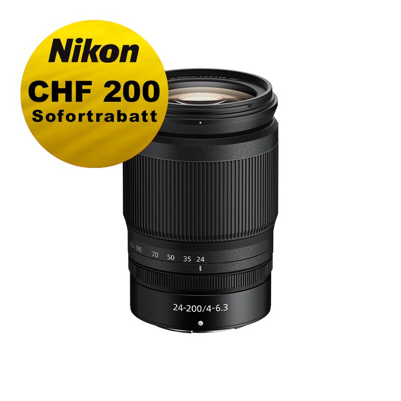 Nikon Z 24-200mm 4.0-6.3 VR - ''Swiss Garantie'' - inkl. CHF 200 Sofortrabatt Nikon Z 24-200mm 4.0-6.3 VR - ''Swiss Garantie'' - inkl. CHF 200 Sofortrabatt