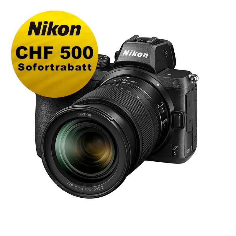 Nikon Z5 Kit mit 24-70mm 4.0 S - ''Swiss Garantie'' - inkl. CHF 500 Sofortrabatt Nikon Z5 Kit mit 24-70mm 4.0 S - ''Swiss Garantie'' - inkl. CHF 500 Sofortrabatt