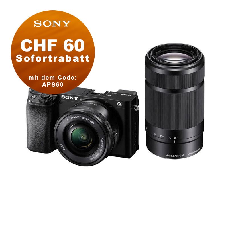 Sony A6100 A Kit mit 16-50mm II + 55-210mm - CHF 60 Rabatt mit Code APS60