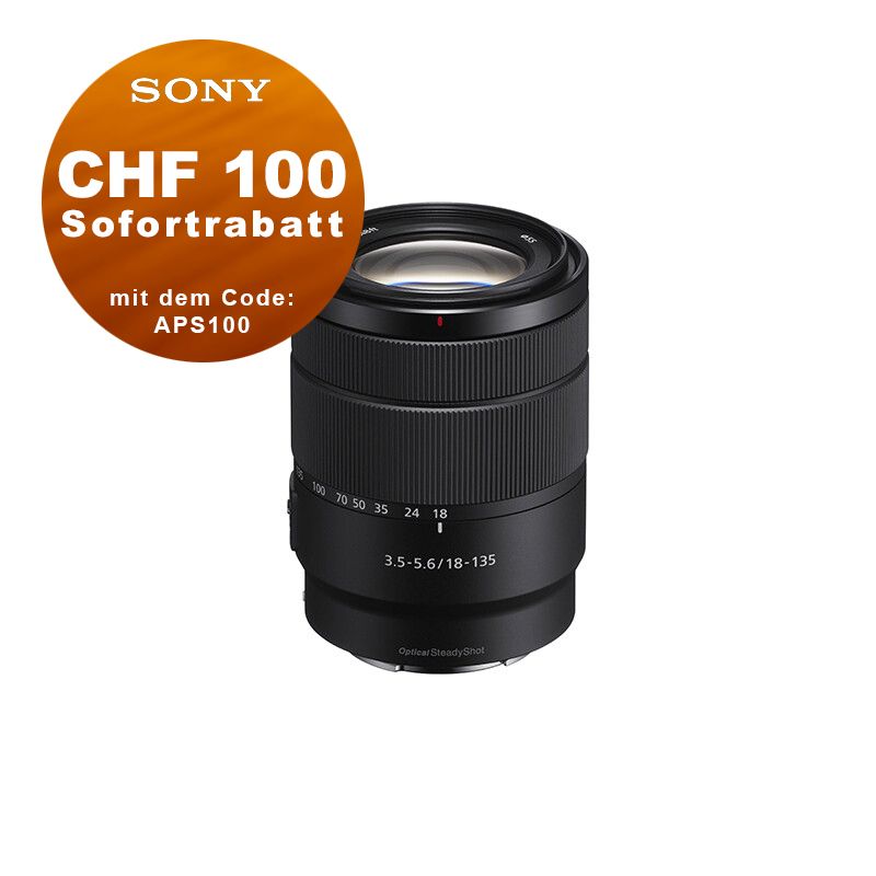 Sony E 18-135mm 3.5-5.6 OSS - CHF 100 Rabatt mit Code APS100