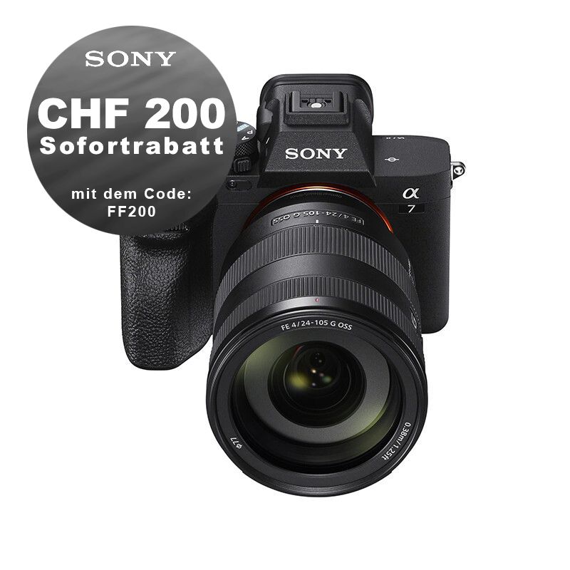 Sony A7 Mark IV Kit mit 24-105mm 4.0 G - ''4 Jahre Garantie'' - CHF 200 Rabatt mit Code FF200 Sony A7 Mark IV Kit mit 24-105mm 4.0 G - ''4 Jahre Garantie'' - CHF 200 Rabatt mit Code FF200