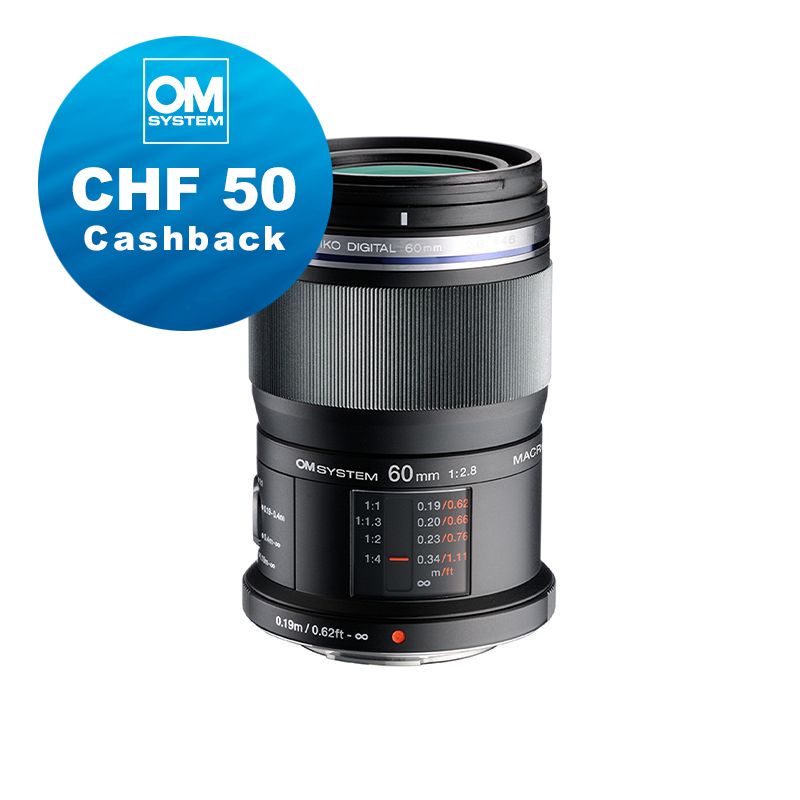 OM System M.Zuiko 60mm 2.8 Macro ED - CHF 50 Cashback OM System M.Zuiko 60mm 2.8 Macro ED - CHF 50 Cashback