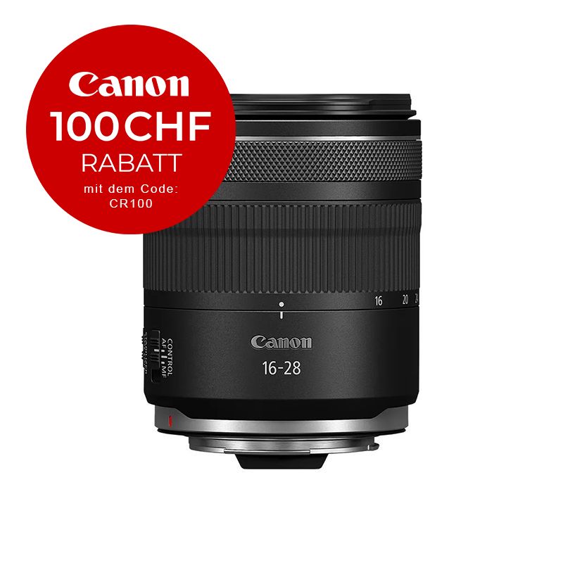 Canon RF 16-28mm 2.8 IS STM - CHF 100 Rabatt mit Code: CR100 Canon RF 16-28mm 2.8 IS STM - CHF 100 Rabatt mit Code: CR100