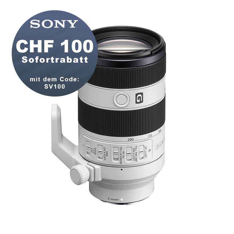 Sony FE 70-200mm 4.0 Macro G OSS II - ''4 Jahre Garantie'' - CHF 100 Rabatt mit Code SV100 Sony FE 70-200mm 4.0 Macro G OSS II - ''4 Jahre Garantie'' - CHF 100 Rabatt mit Code SV100