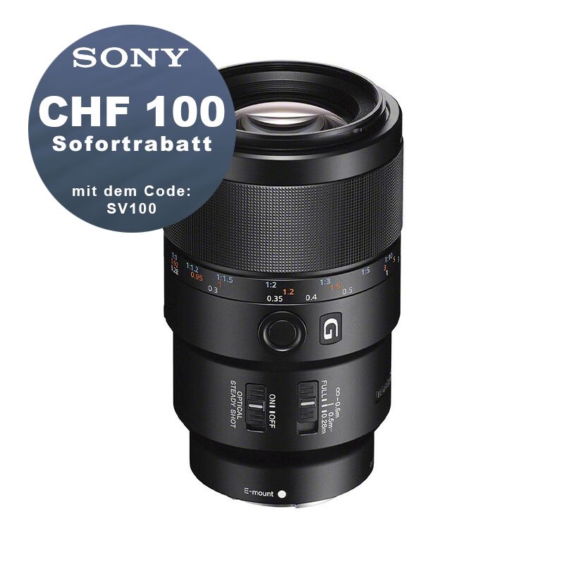 Sony FE 90mm 2.8 G OSS Macro - ''4 Jahre Garantie'' - CHF 100 Rabatt mit Code SV100 Sony FE 90mm 2.8 G OSS Macro - ''4 Jahre Garantie'' - CHF 100 Rabatt mit Code SV100
