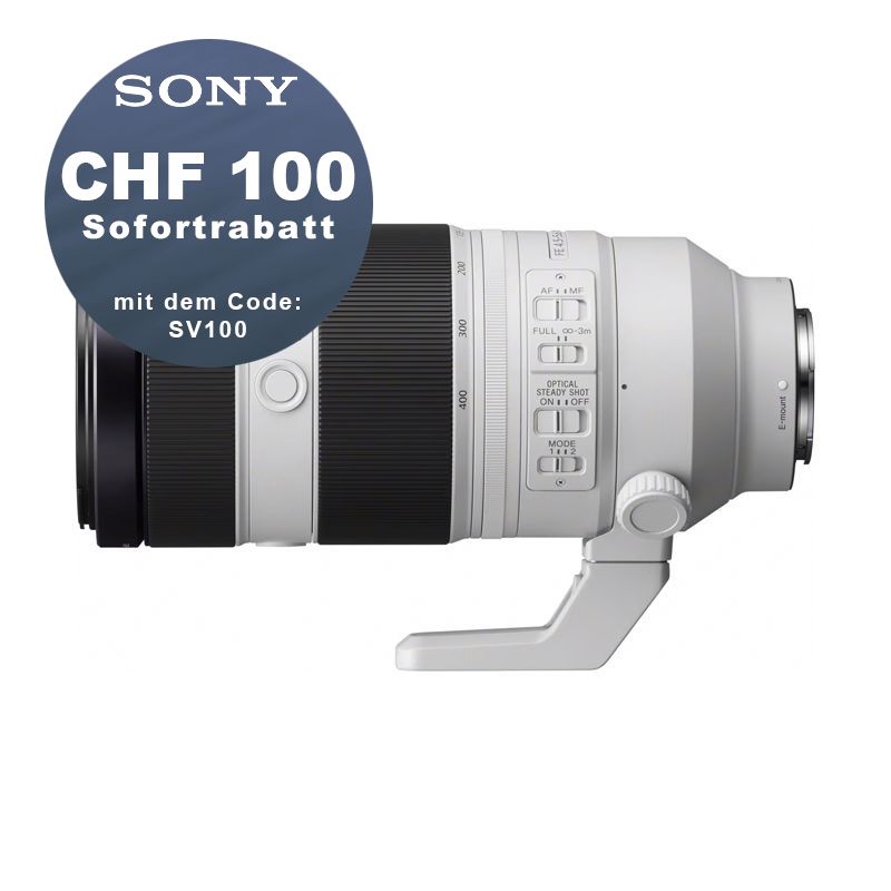 Sony FE 100-400mm 4.5-5.6 GM OSS - ''4 Jahre Garantie'' - CHF 100 Rabatt mit Code SV100