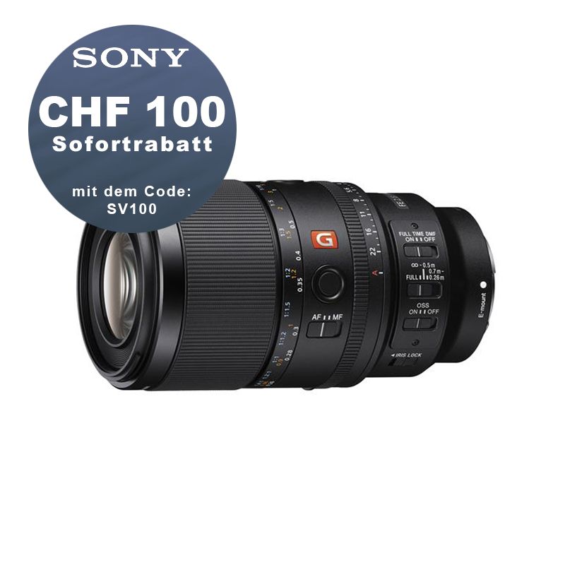 Sony FE 100mm 2.8 GM OSS Macro - ''4 Jahre Garantie'' - CHF 100 Rabatt mit Code SV100 Sony FE 100mm 2.8 GM OSS Macro - ''4 Jahre Garantie'' - CHF 100 Rabatt mit Code SV100