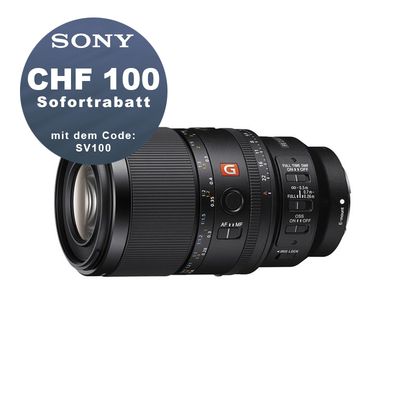 Sony FE 100mm 2.8 GM OSS Macro - ''4 Jahre Garantie'' - CHF 100 Rabatt mit Code SV100 Sony FE 100mm 2.8 GM OSS Macro - ''4 Jahre Garantie'' - CHF 100 Rabatt mit Code SV100
