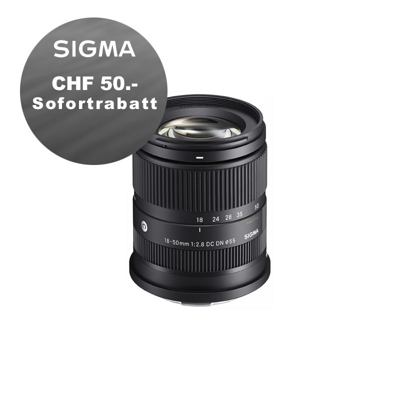 Sigma DC 18-50mm 2.8 DN C zu Canon RF - inkl. CHF 50 Sofortrabatt Sigma DC 18-50mm 2.8 DN C zu Canon RF - inkl. CHF 50 Sofortrabatt