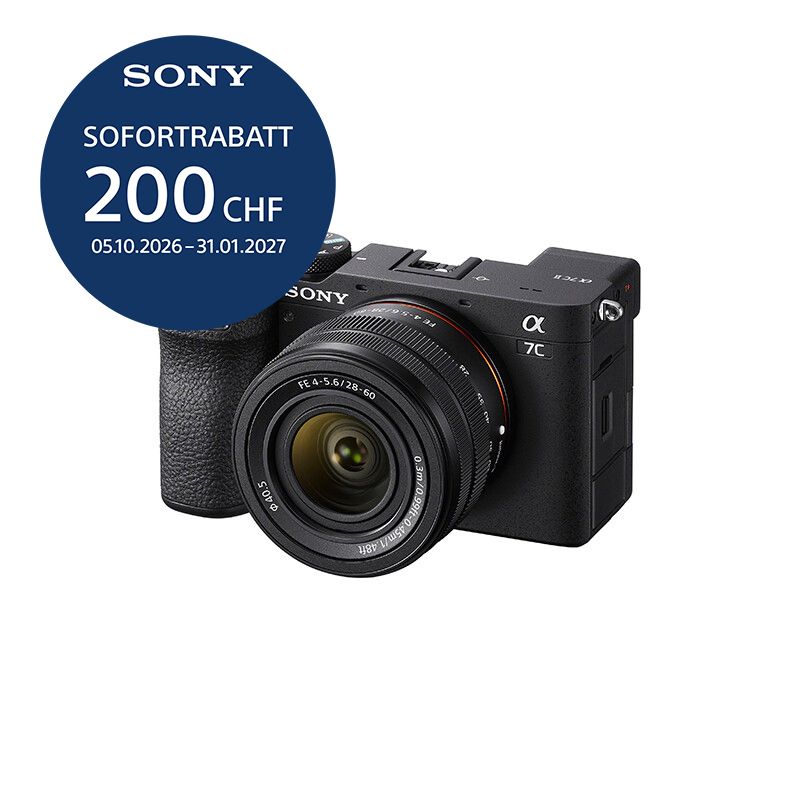 Sony A7C Mark II Kit mit 28-60mm (black) - ''4 Jahre Garantie'' - inkl. CHF 200 Sofortrabatt Sony A7C Mark II Kit mit 28-60mm (black) - ''4 Jahre Garantie'' - inkl. CHF 200 Sofortrabatt