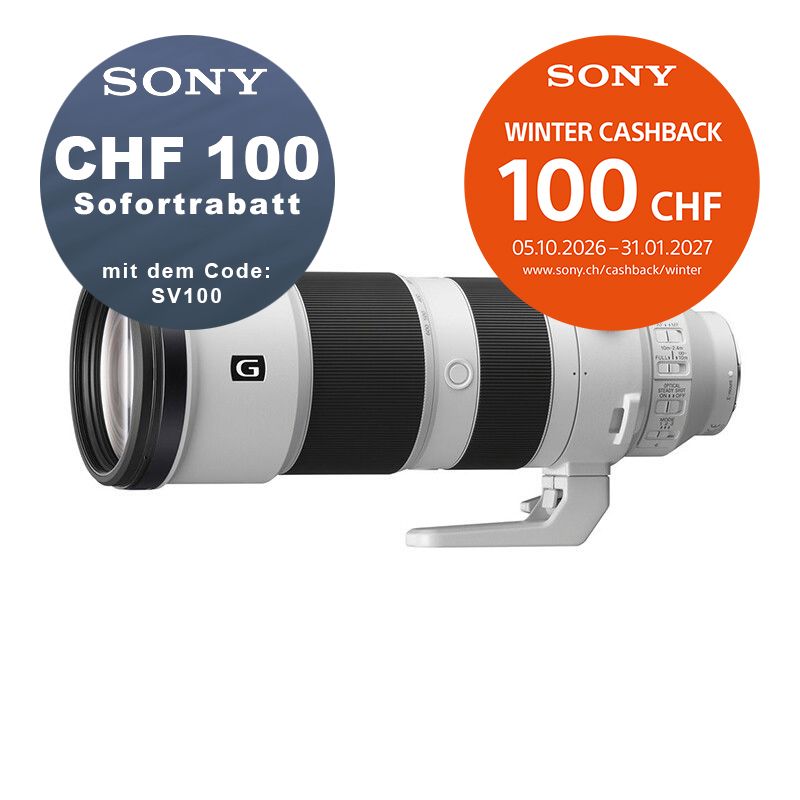 Sony FE 200-600mm 5.6-6.3 G OSS - ''4 Jahre Garantie'' - CHF 100 Rabatt mit Code SV100 + CHF 100 Cashback Sony FE 200-600mm 5.6-6.3 G OSS - ''4 Jahre Garantie'' - CHF 100 Rabatt mit Code SV100 + CHF 100 Cashback