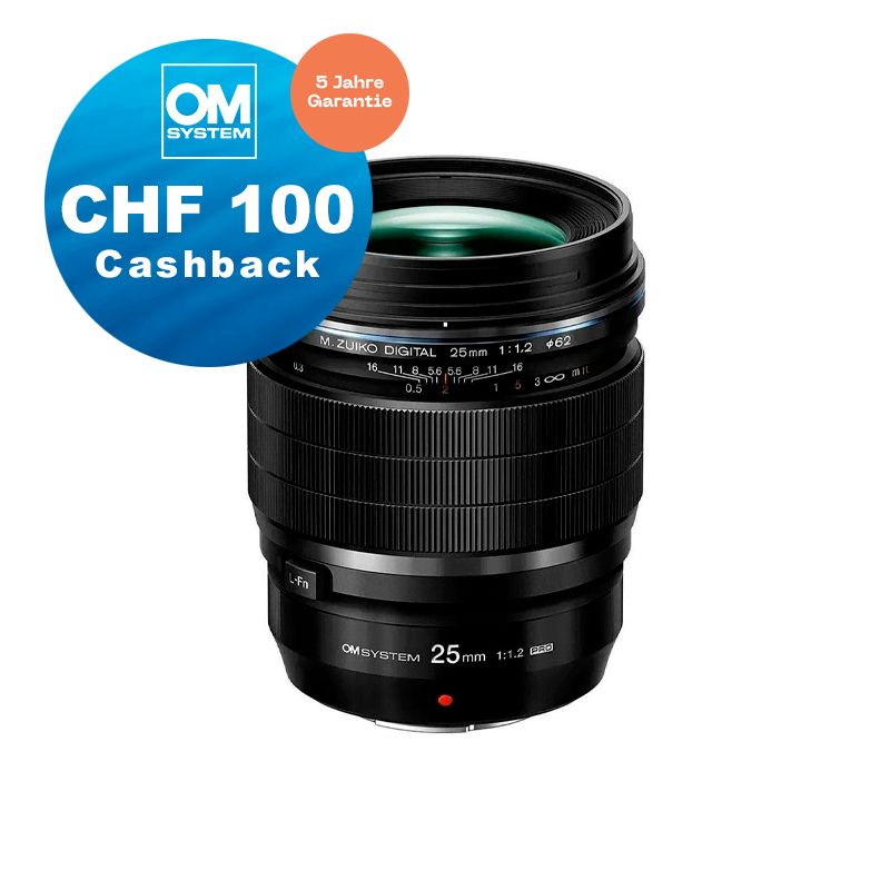OM System M.Zuiko 25mm 1.2 Pro - CHF 100 Cashback + 5 Jahre Garantie OM System M.Zuiko 25mm 1.2 Pro - CHF 100 Cashback + 5 Jahre Garantie