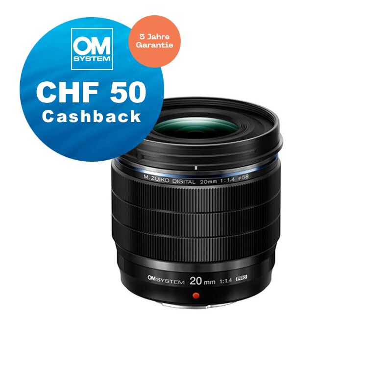 OM System M.Zuiko 20mm 1.4 Pro - CHF 50 Cashback + 5 Jahre Garantie OM System M.Zuiko 20mm 1.4 Pro - CHF 50 Cashback + 5 Jahre Garantie