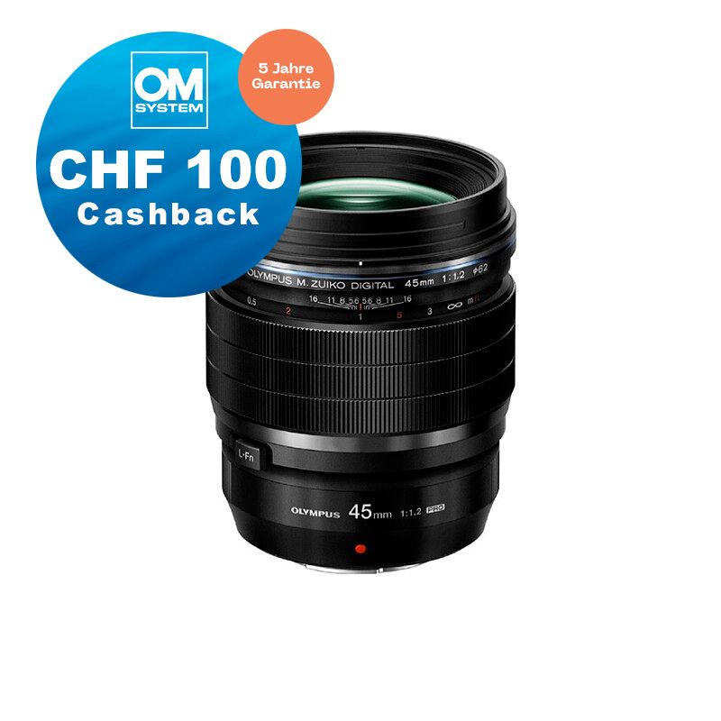Olympus M.Zuiko 45mm 1.2 Pro - CHF 100 Cashback + 5 Jahre Garantie