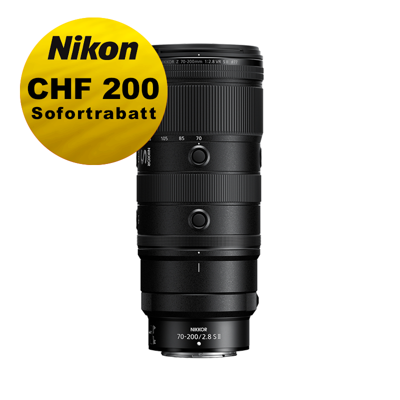 Nikon Z 70-200mm 2.8 S VR II - ''Swiss Garantie'' - inkl. CHF 200 Sofortrabatt Nikon Z 70-200mm 2.8 S VR II - ''Swiss Garantie'' - inkl. CHF 200 Sofortrabatt