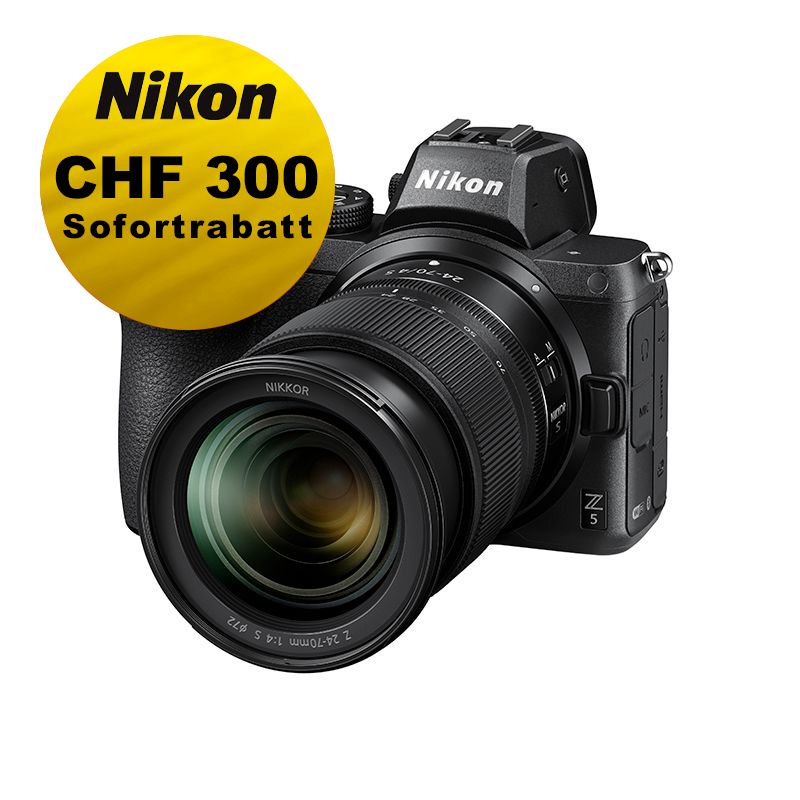 Nikon Z5 Kit mit 24-70mm 4.0 S - ''Swiss Garantie'' - inkl. CHF 300 Sofortrabatt Nikon Z5 Kit mit 24-70mm 4.0 S - ''Swiss Garantie'' - inkl. CHF 300 Sofortrabatt