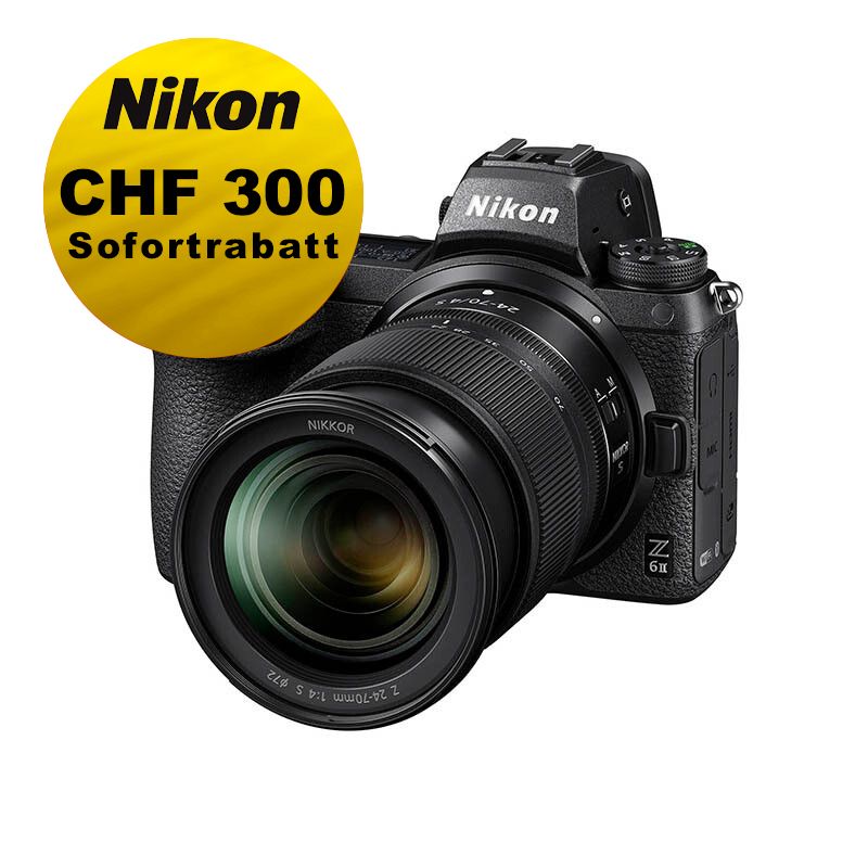 Nikon Z6 II Kit mit 24-70mm 4.0 - ''Swiss Garantie'' - inkl. CHF 300 Sofortrabatt Nikon Z6 II Kit mit 24-70mm 4.0 - ''Swiss Garantie'' - inkl. CHF 300 Sofortrabatt