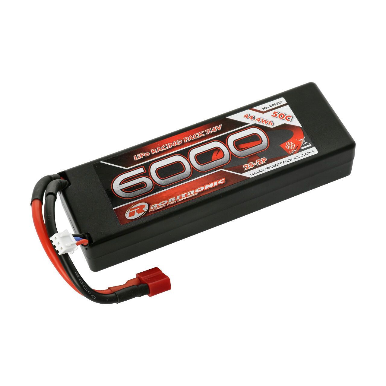 Robitronic LiPo Akku 6000mAh 2S 50C Racing Pack T-Stecker