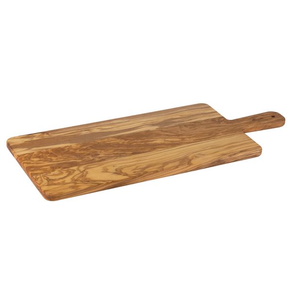 Rectangular olive wood cutting board with handle - 48 cm