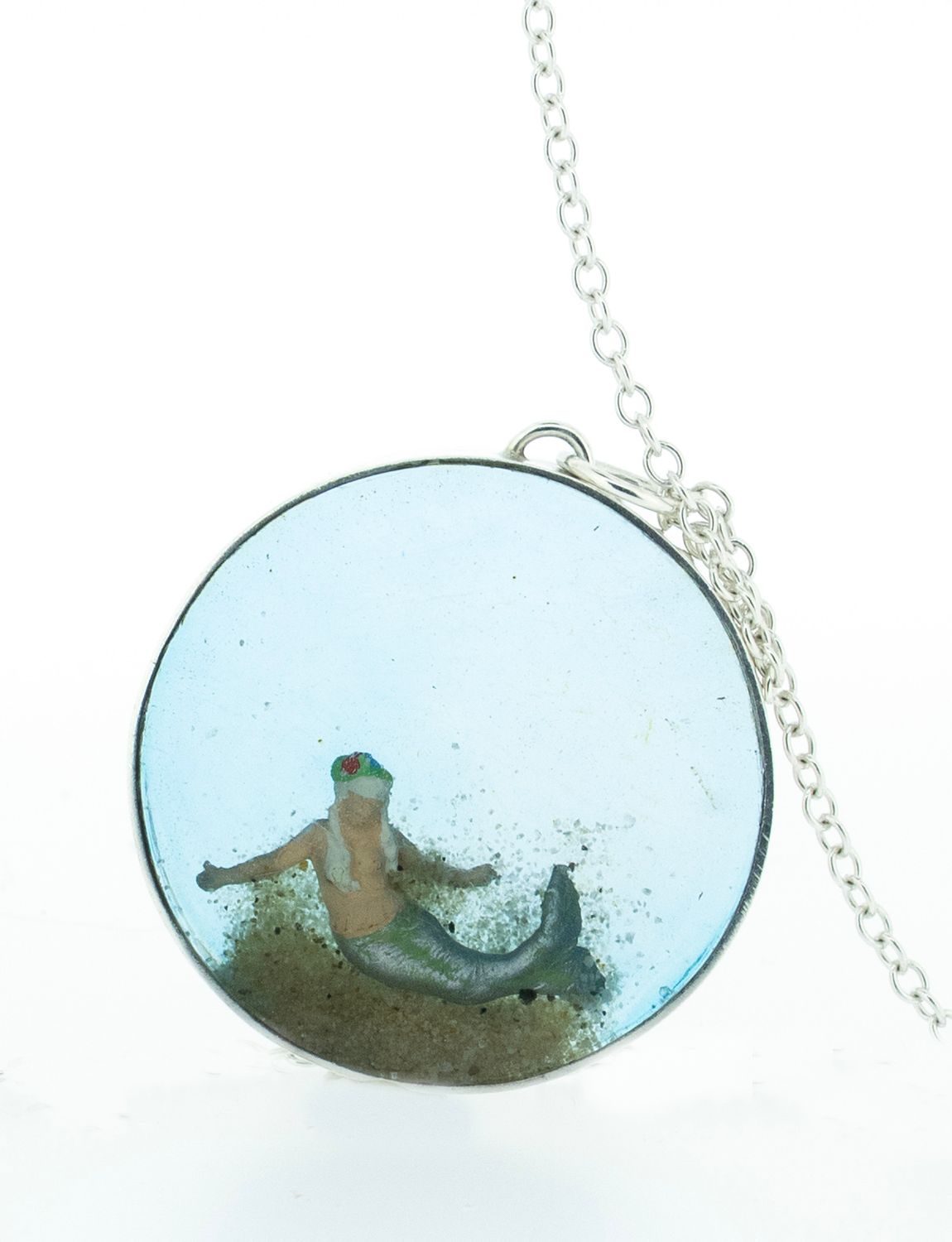 "I Wish I Were a Mermaid" - Large Disk Necklace 2