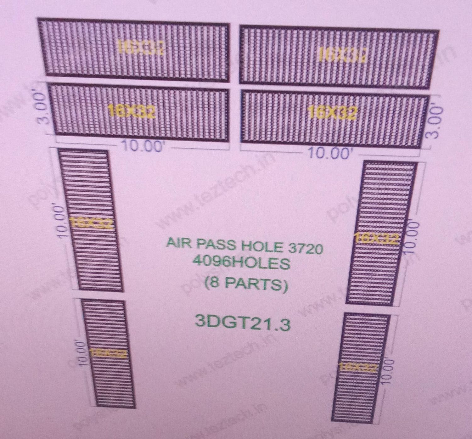 3DGT21.3  GATE  26X20  FEET 4096  HOLES  (8PARTS) AIR PASS HOLE 3720