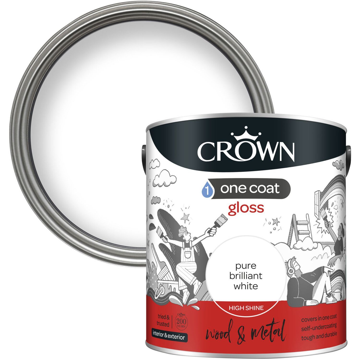 750ml Crown Pure Brilliant White One Coat Gloss