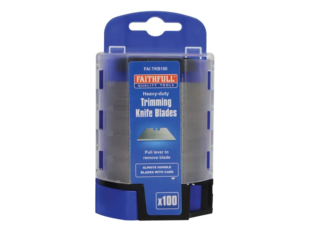 Faithfull General-purpose Heavy Duty Knife blades & Dispenser 100 Pack