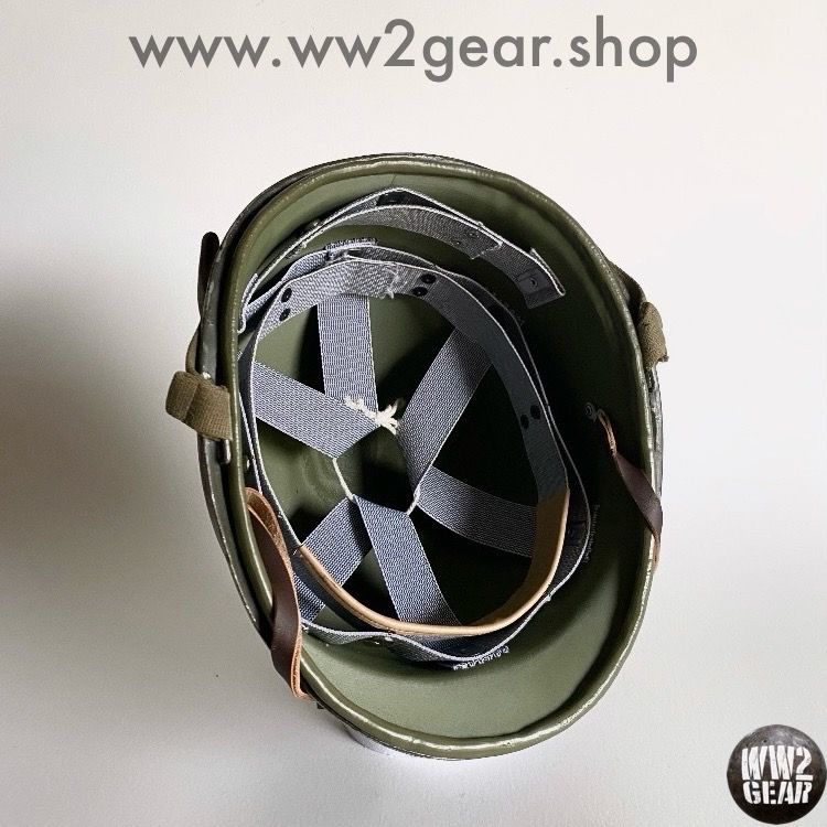 WW2 US Hawley Fibre Liner Reproduction with Rayon Webbing &amp; Headband - Size 7 3/8 (59cm)