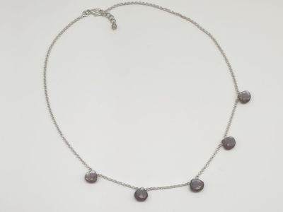 Girocollo in Argento 925/000 con gocce di adularia grigia naturale