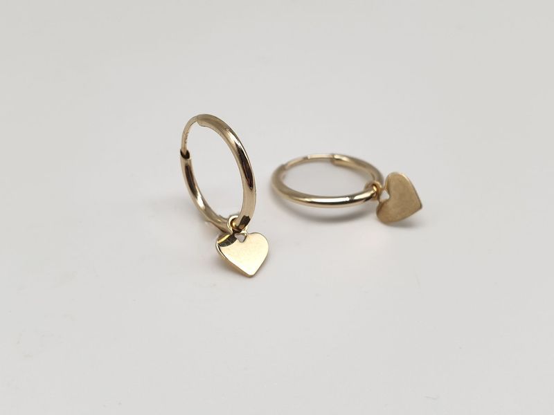 Orecchini Cerchio con pendente  Cuore in oro 9 ct.