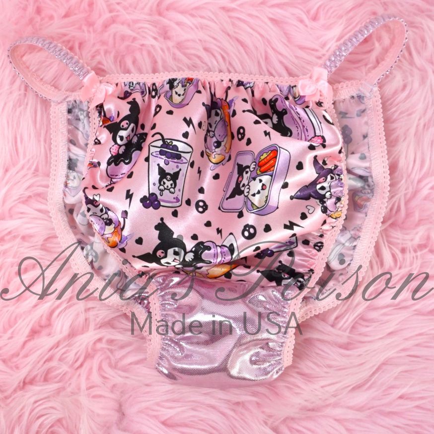 Satin Men's Panties Poison Cut Halloween Foil Pink Crotch Kitty Cats RARE double crotch wet look string bikini sz S-XXL Satin Men's Panties Poison Cut Halloween Foil Pink Crotch Kitty Cats RARE double crotch wet look string bikini sz S-XXL