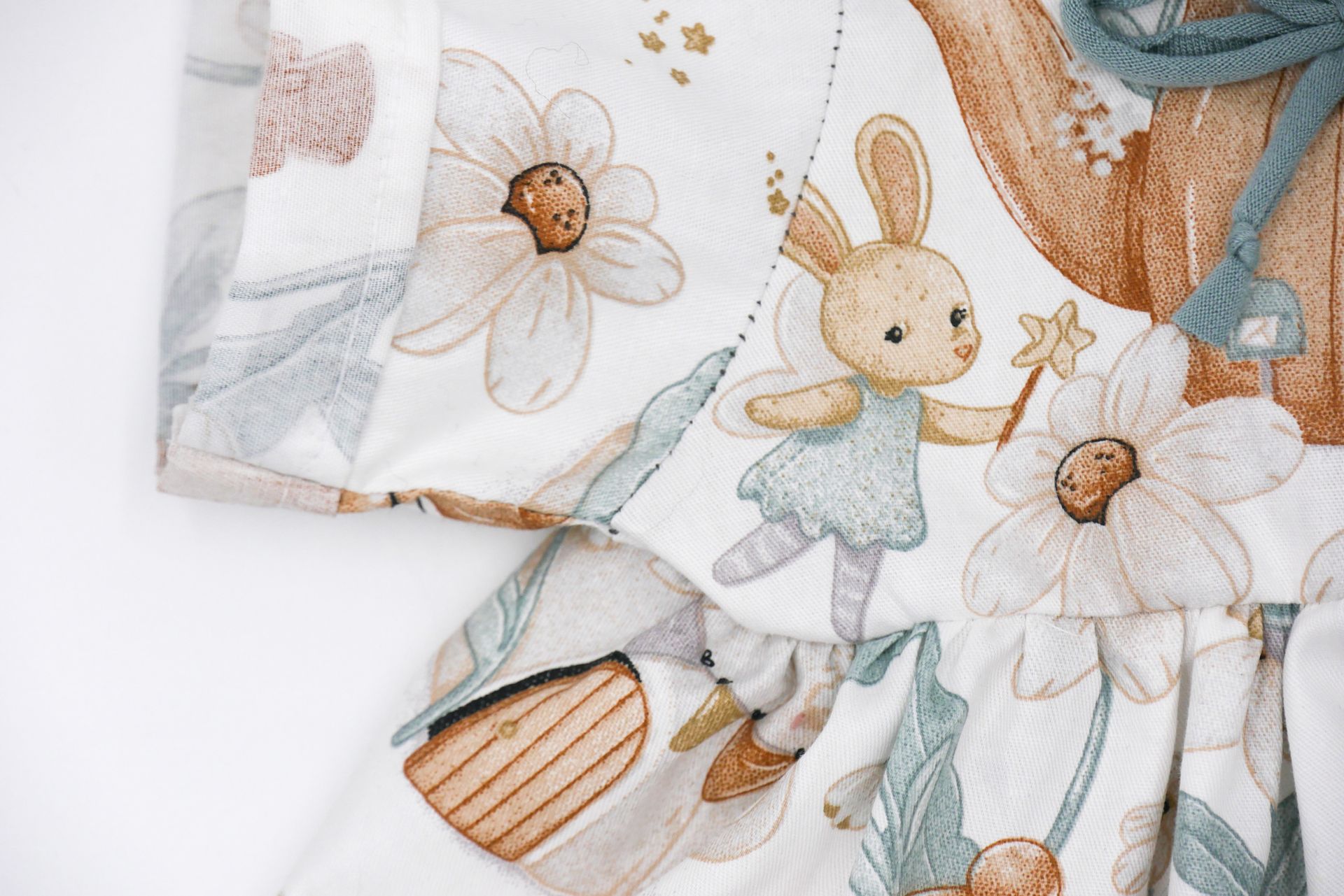 Puppenkleid || für Stoffpuppen von Elsklinger ||Hasenmuster/ Teeparty beige/mint|| für Puppen zwischen 45 und 50 cm