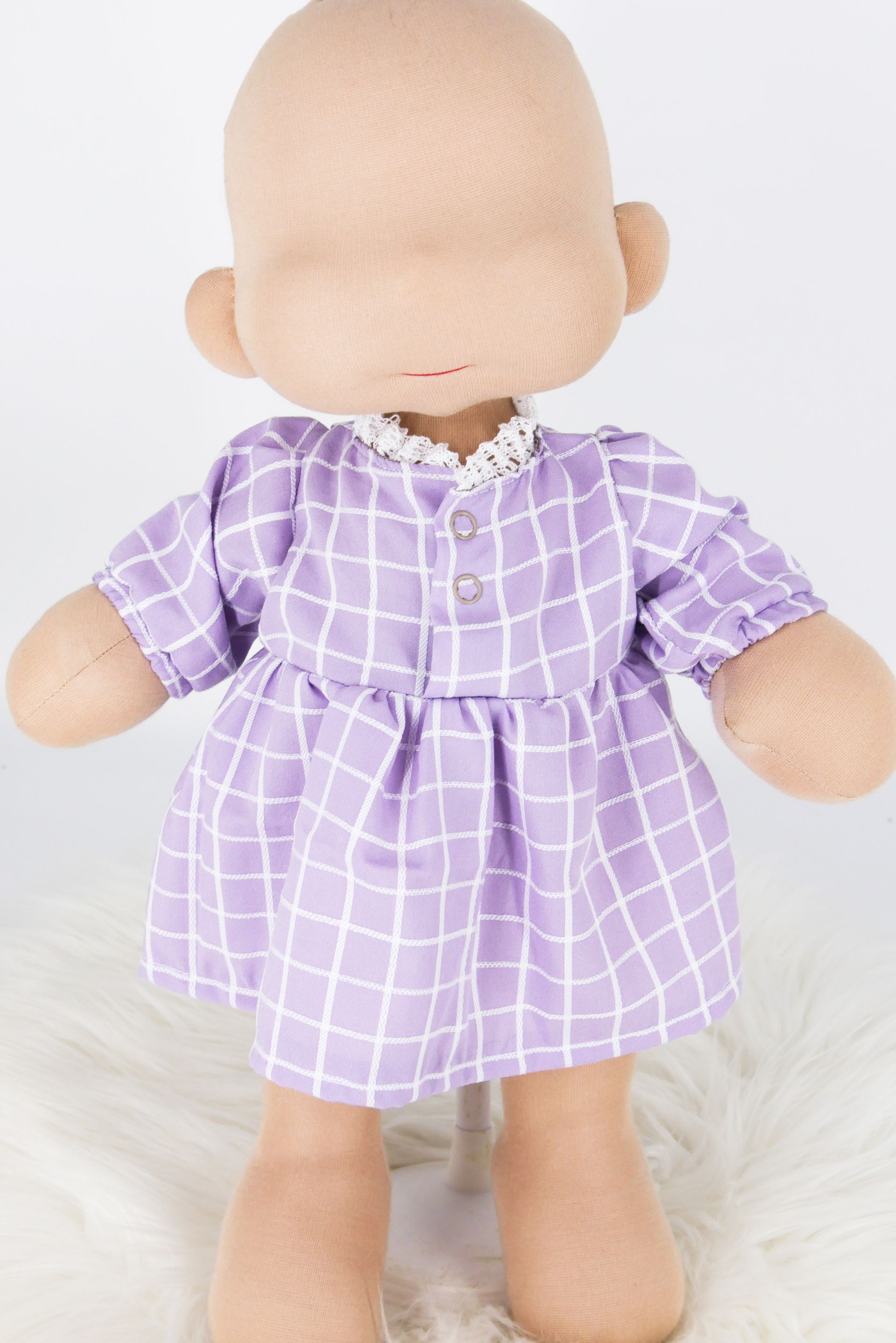 Puppenkleid || für Stoffpuppen von Elsklinger || Lila Karomuster || für Puppen zwischen 45 und 50 cm