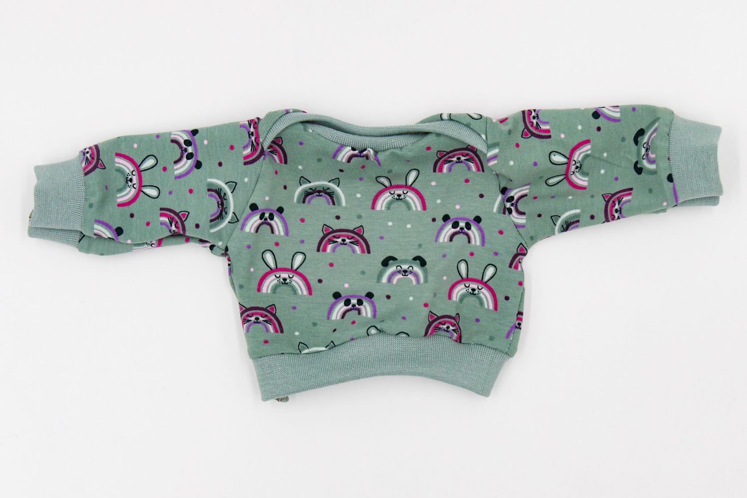 Puppen Pullover || mint Regenbögen Tiere || für Puppen zwischen 45 und 50 cm