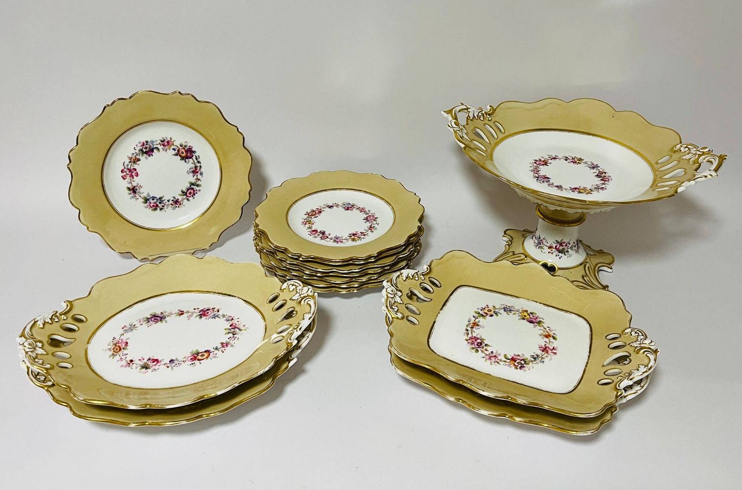 John Ridgway Hand Painted Dessert Set