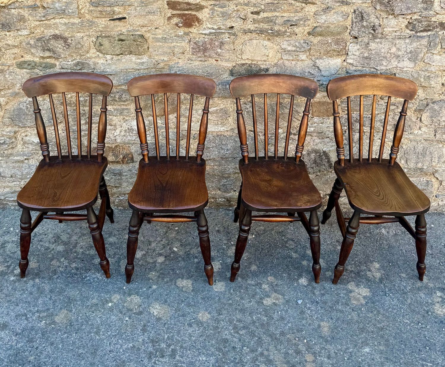Set of 4 Victorian Elm Kitchen Chairs