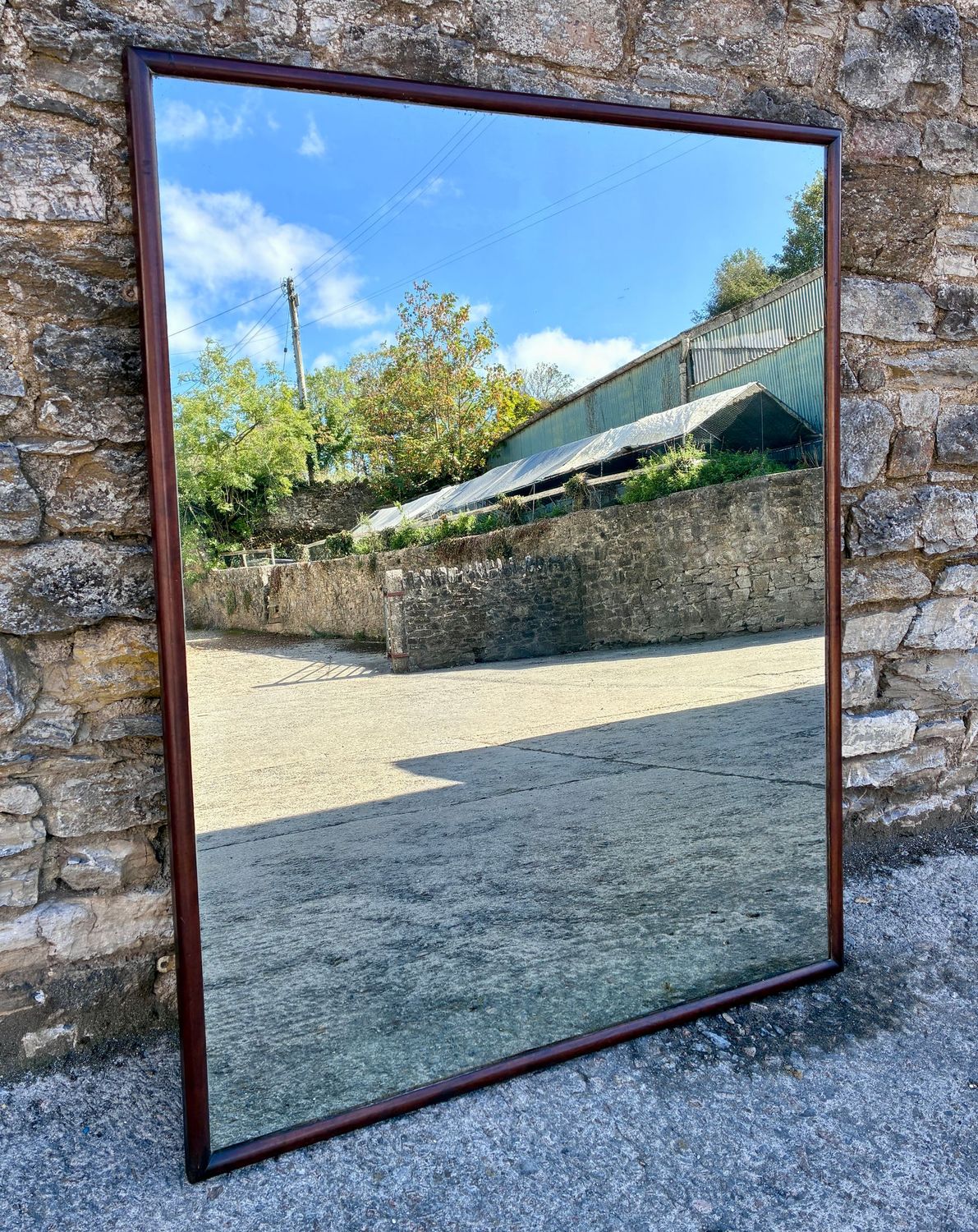 Large Antique Mahogany Framed Shop Mirror Large Antique Mahogany Framed Shop Mirror