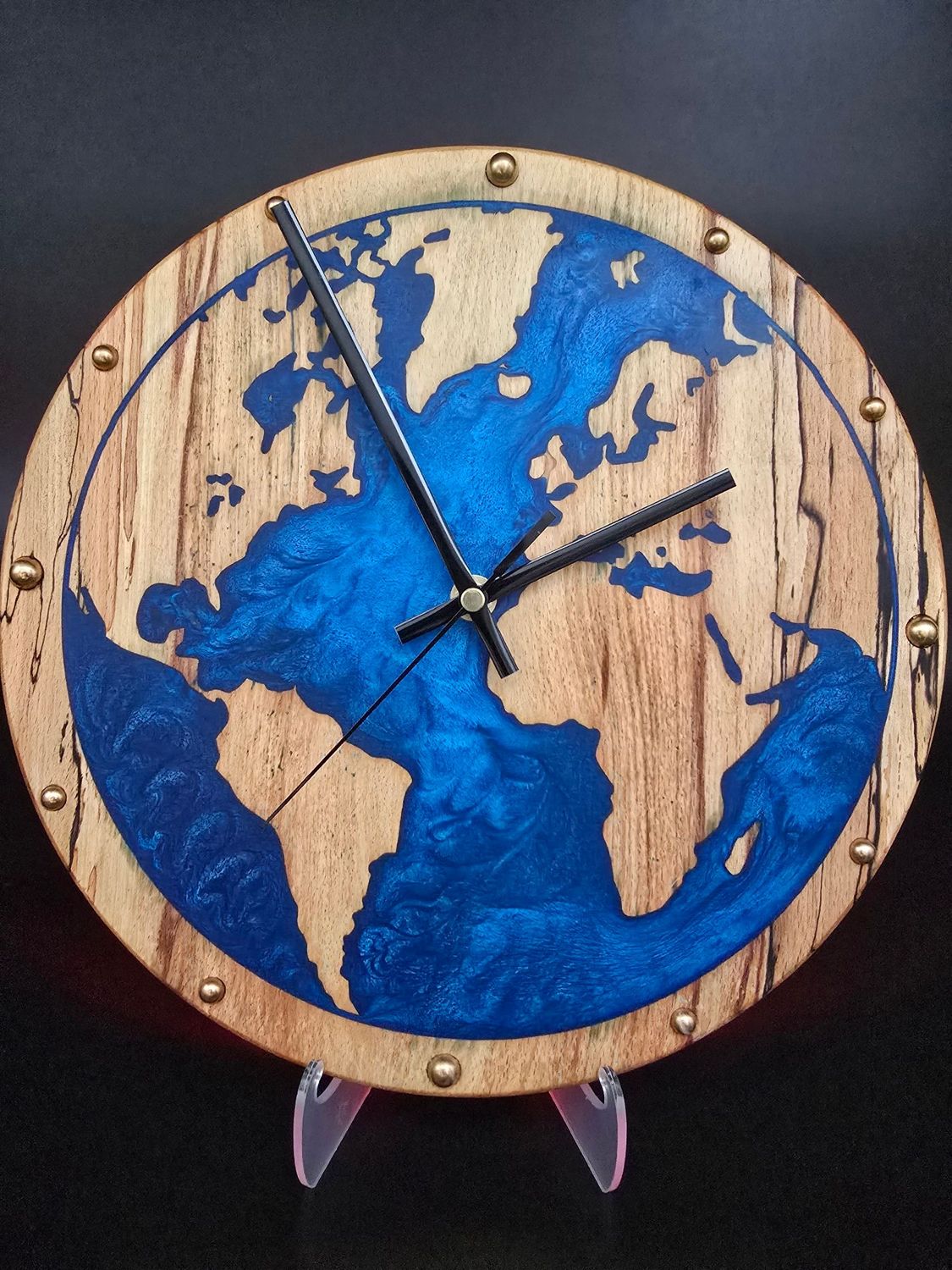 Product title: Planet Earth – Spalted Beech & Blue Resin Illuminated Wall Clock Product title: Planet Earth – Spalted Beech & Blue Resin Illuminated Wall Clock