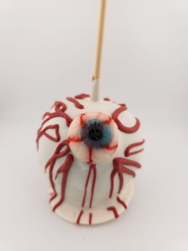 White chocolate and caramel gummy eyeball White chocolate and caramel gummy eyeball
