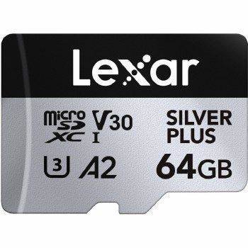 Lexar 64GB microSDXC UHS-I Professional V30 SILVER PLUS Memory Card (205MB/s)