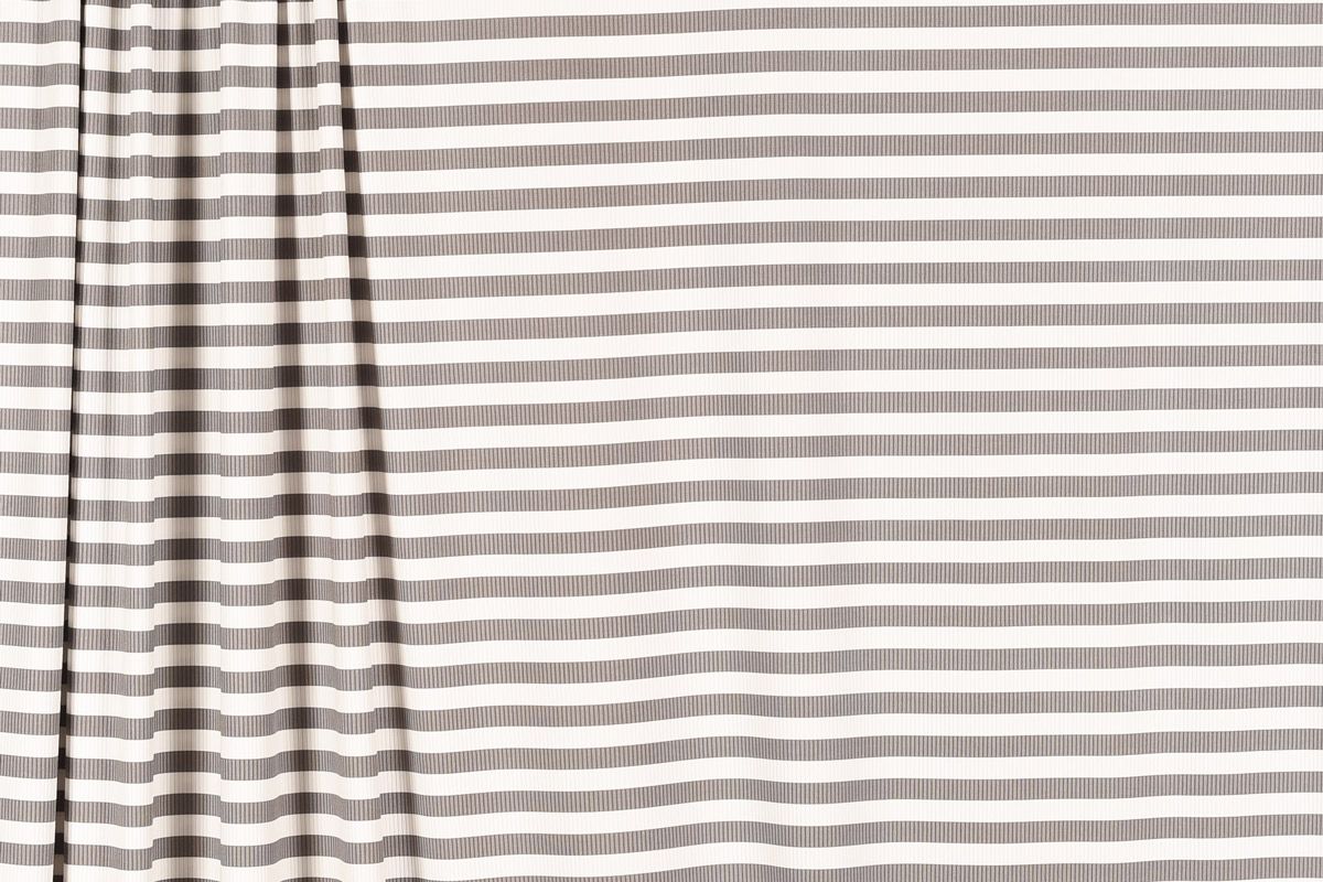 Rib Knit - Grey &amp; White Stripe
