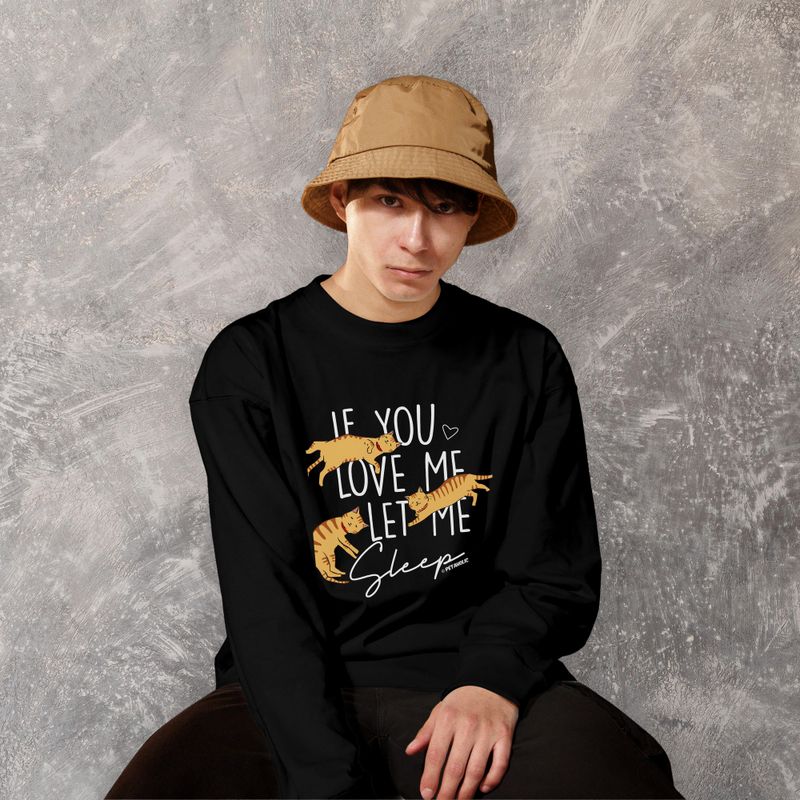 "Let Me Sleep" Lazy Cat Crew Neck Sweatshirt