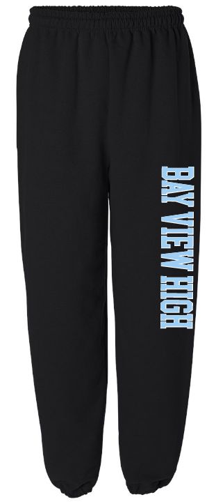 Bay View High - Black Bay View High Sweatpants (Light Blue/Royal, Logo down Leg)
