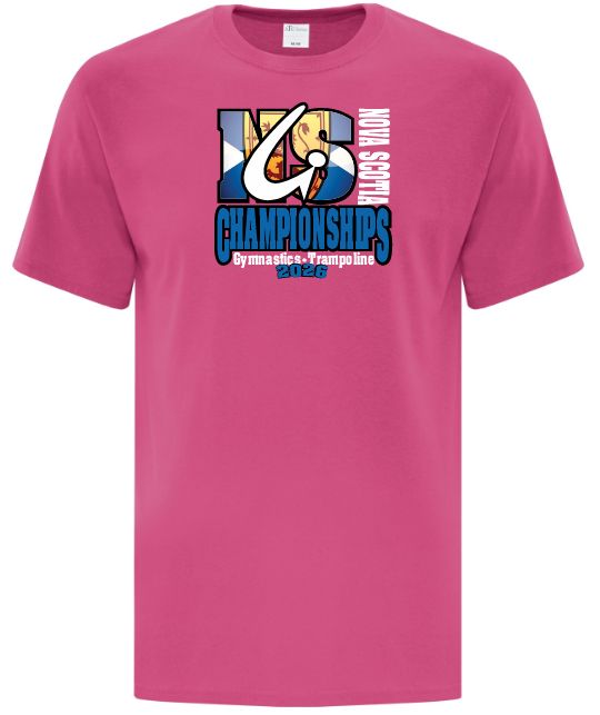 NS Gymnastics and Trampoline Provincial Championships 2026 - Pink T-Shirt (Full Chest Logo)