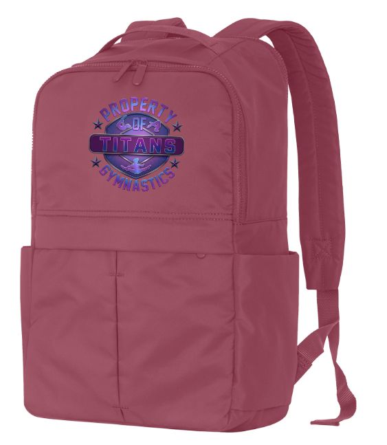 Titans Gymnastics &amp; Trampoline - Rosewood Matte Backpack with Purple Ombre Property of Titans Logo