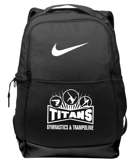 Titans Gymnastics and Trampoline - Black Nike Backpack with Titans Logo (White)